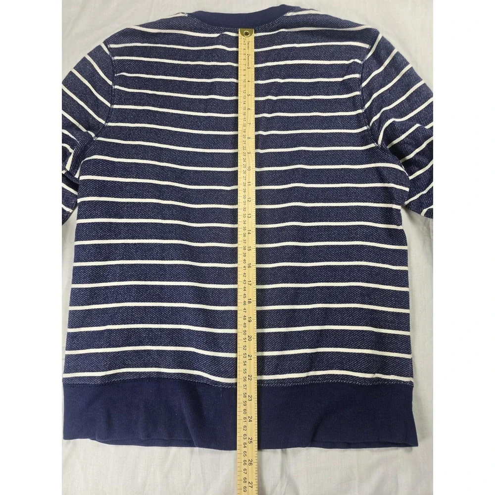 Wallin & Bros Sweater Mens Medium Blue Striped Cotton Crewneck Knit Pullover